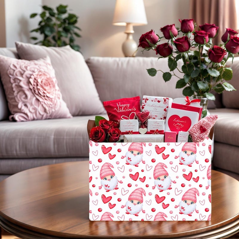 SETAMA Cute Large Valentine's Day Gift Basket Empty Heart Decor Storage Bin for Kid Baby Room Décor (Dwarf Elf Love) - Image 5